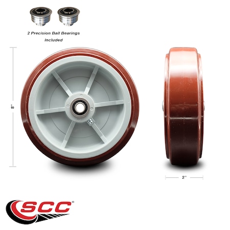 Service Caster SCC - 8" Poly on Polyolefin Wheel Only w/Ball Bearing - 1/2" Bore - 800 lbs Cpty SCC-PPUB820